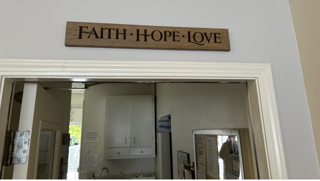 faith hope recovery sign inside the westside hope center